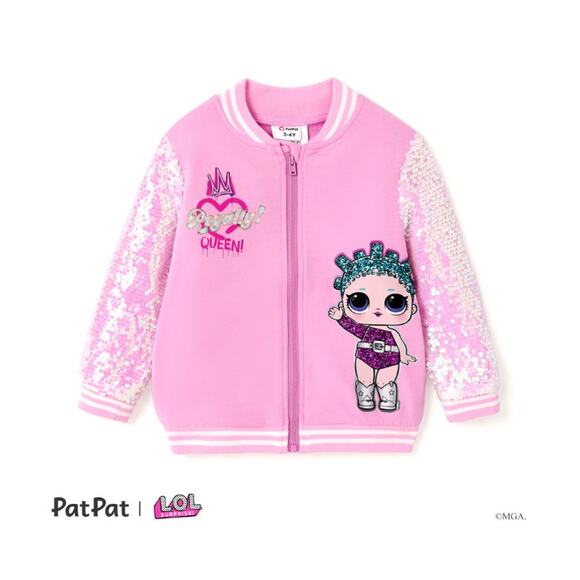 L.O.L. Surprise! Girls Sequins Graphic Lightweight Zip-Up Varsity Sweatshirt 5T - Picture 1 of 3